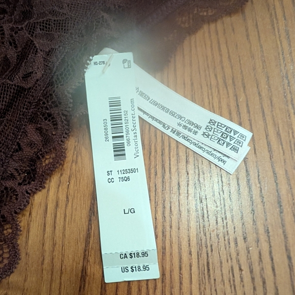 Victoria's Secret high-leg lacy thong pantie, chocolate brown, size L - NEW - Picture 4 of 7